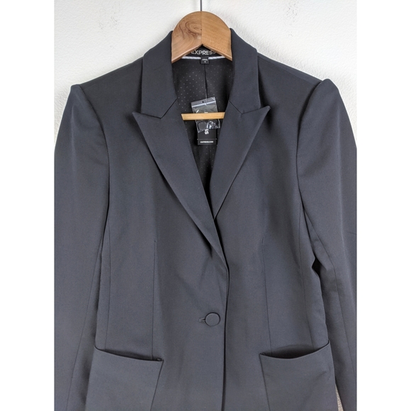 NEW Express Structured Single Button Black Blazer 8 - Picture 5 of 7